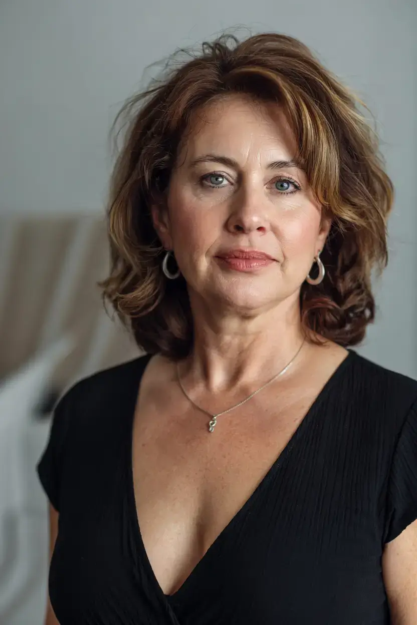 Haircuts for Women Over 40 ideas for 2026 Shoulder-Length Blowout with Side-Swept Bangs