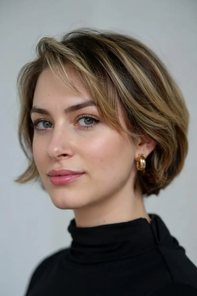 Haircuts for Women Over 40 ideas for 2026 Elegant Tapered Bob with Sweeping Bangs