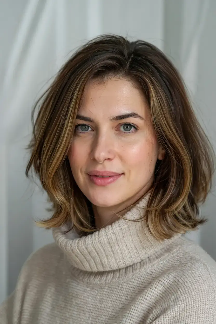 Haircuts for Women Over 50 ideas for 2026 Warm Chestnut Lob with Soft Ends