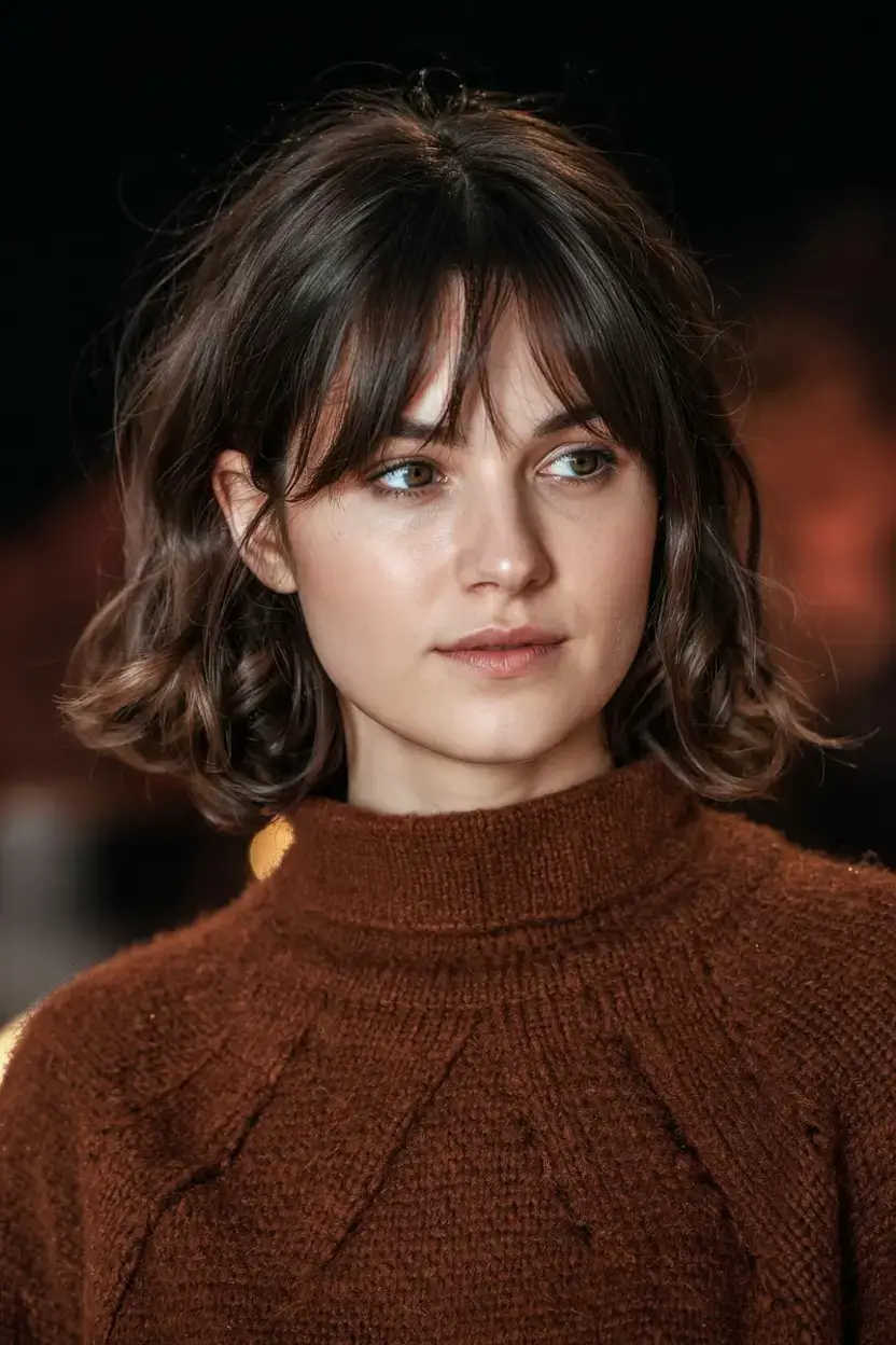 Haircuts for Women Over 60 ideas for 2026 Soft Tousled Bob with Curtain Bangs