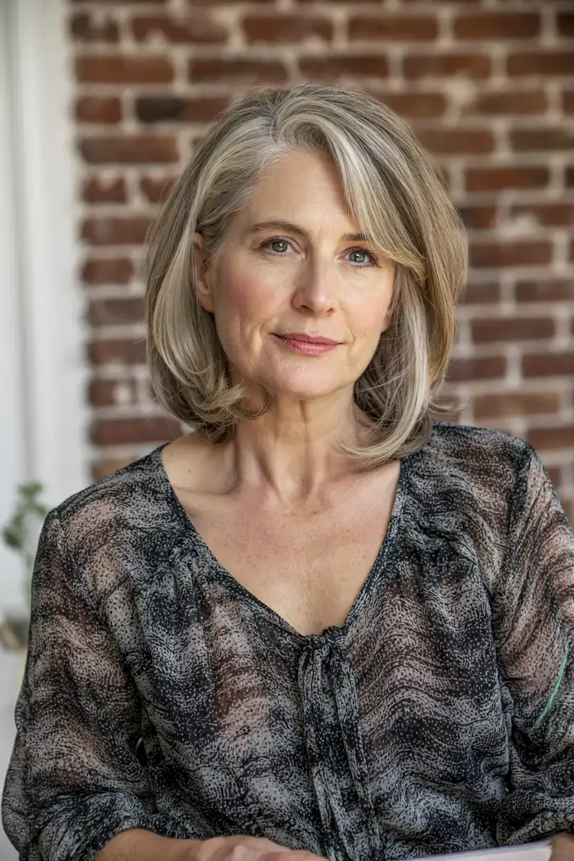 Haircuts for Women Over 60 ideas for 2026 Graceful Silver Blend with Tapered Layers