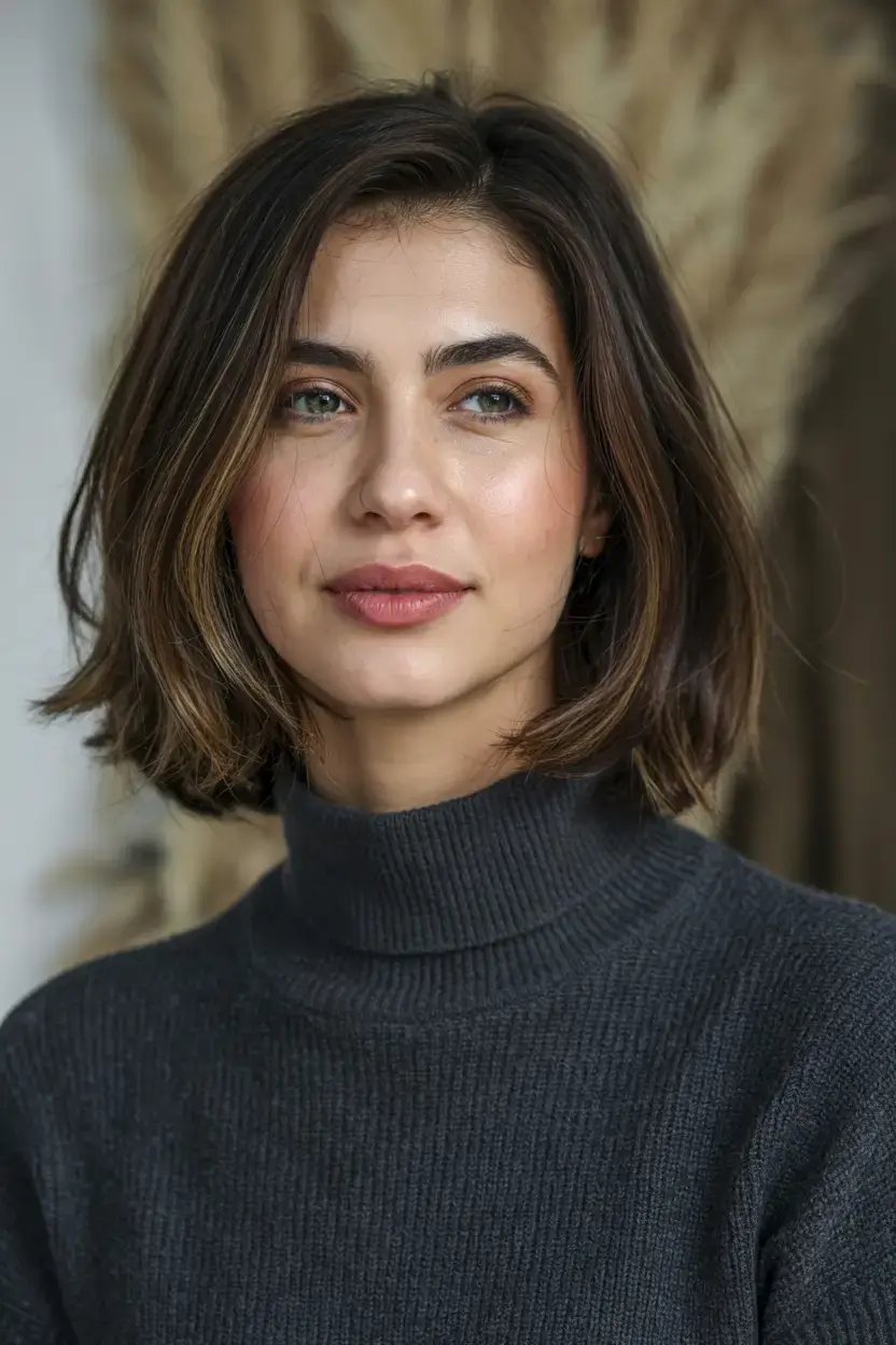Haircuts for Women Over 60 ideas for 2026 Warm Brunette Lob with Barely-There Layers