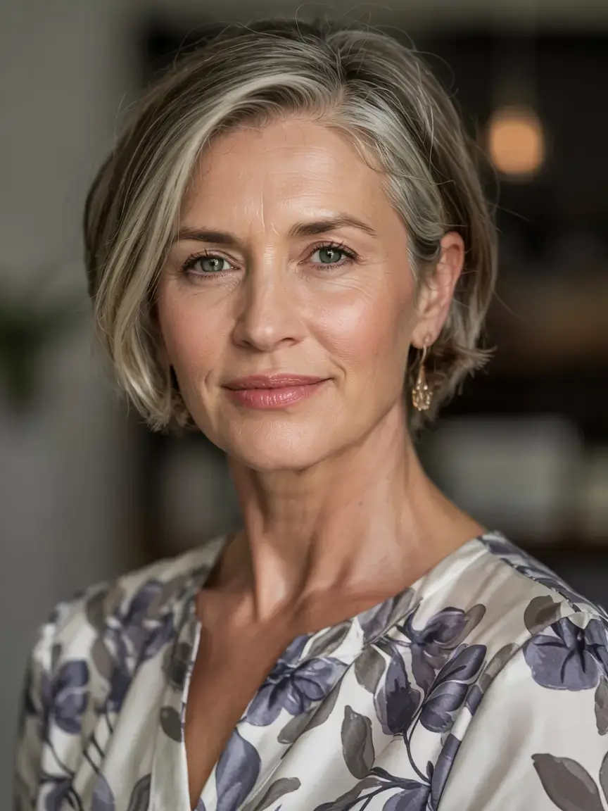 Haircuts for Women Over 60 ideas for 2026 Soft Mushroom Bob with Ash Blonde Haze