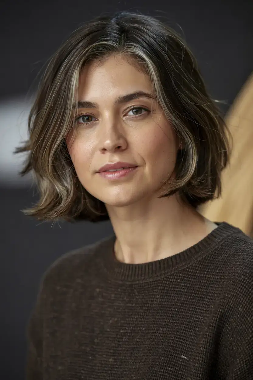 Haircuts for Women Over 60 ideas for 2026 Glossy Espresso Bob with Fine Balayage Ribbons