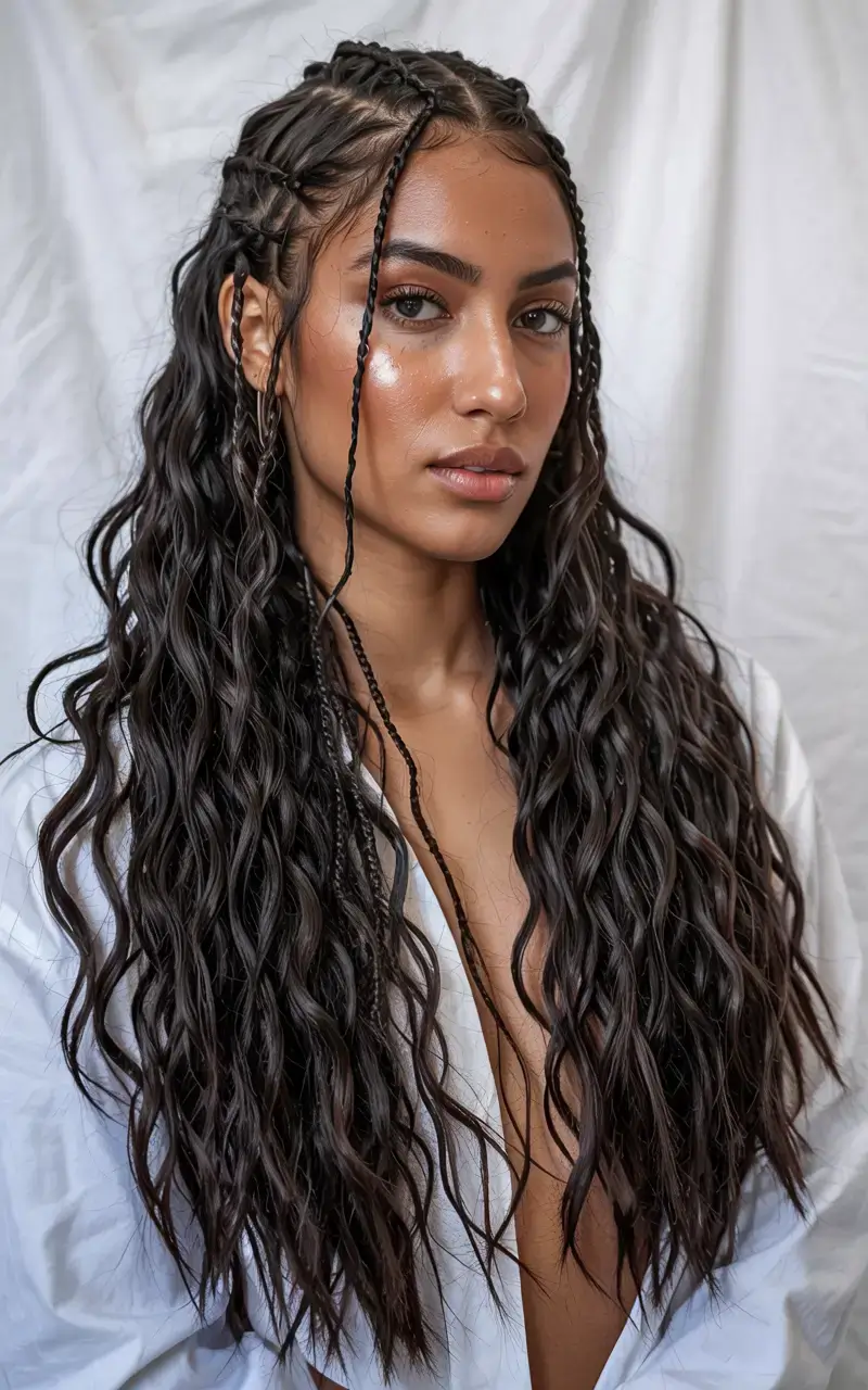 hairstyle black women ideas 2026+Boho Waves With Micro Braids