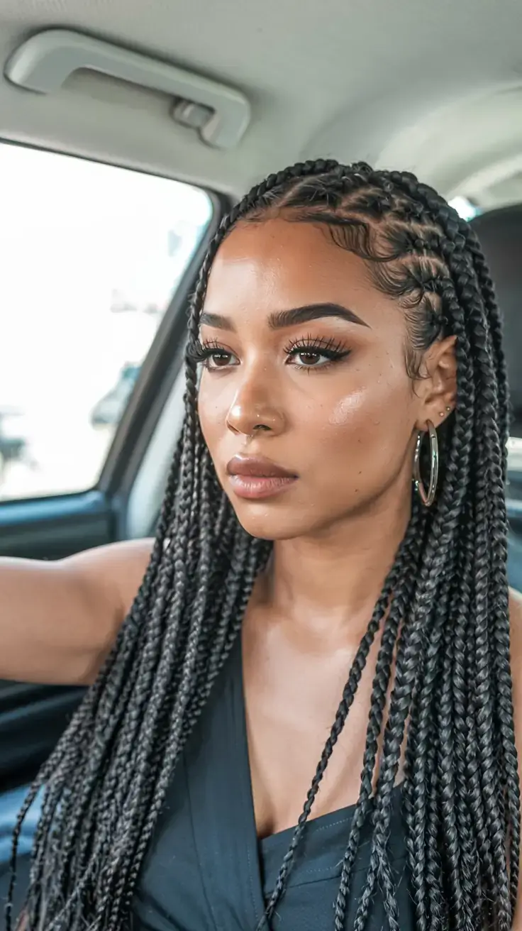 hairstyle black women ideas 2026+Chunky Knotless Braids With Laid Edges