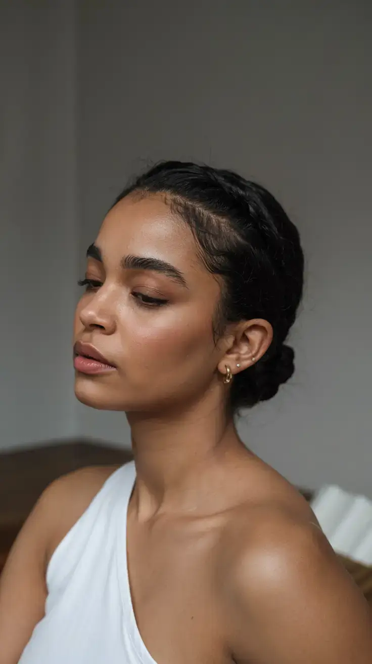 hairstyle black women ideas 2026+Low Flat Twisted Bun With Side Braid Detail