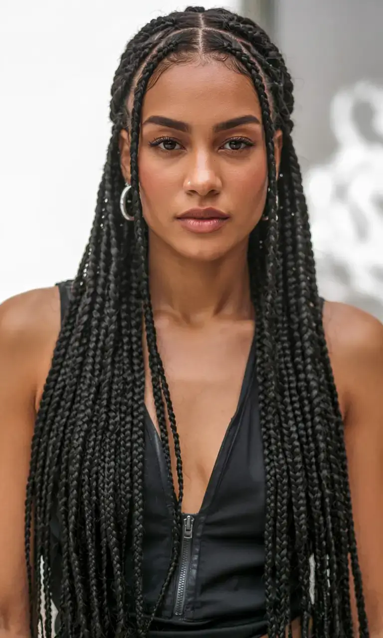 hairstyle black women ideas 2026+Mid-Length Box Braids With Center Part