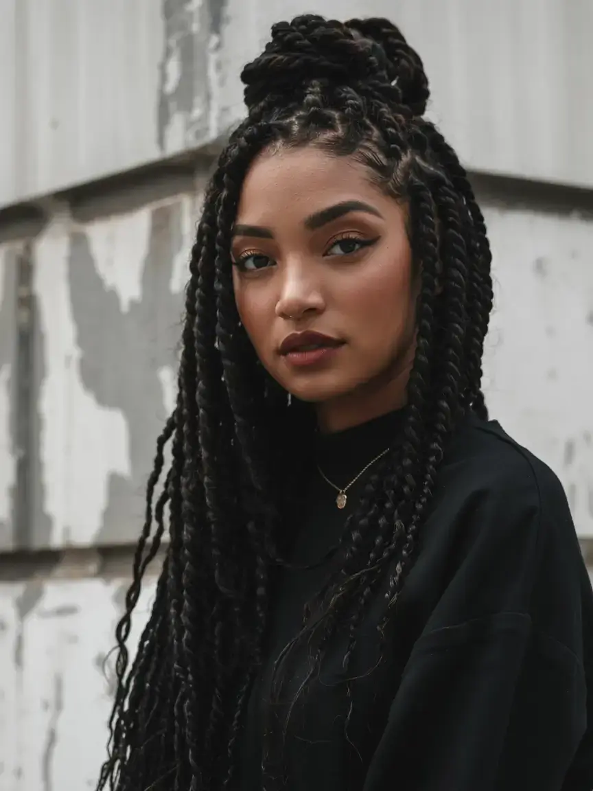 hairstyle black women ideas 2026+Half-Up Twist Knot With Free Length