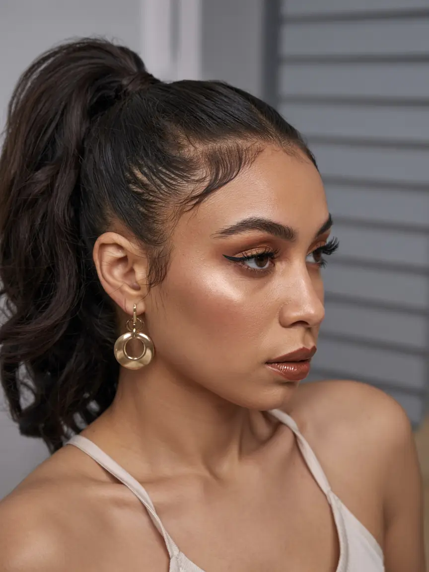 hairstyle for black women 2026 Voluminous Pony With Defined Baby Hairs