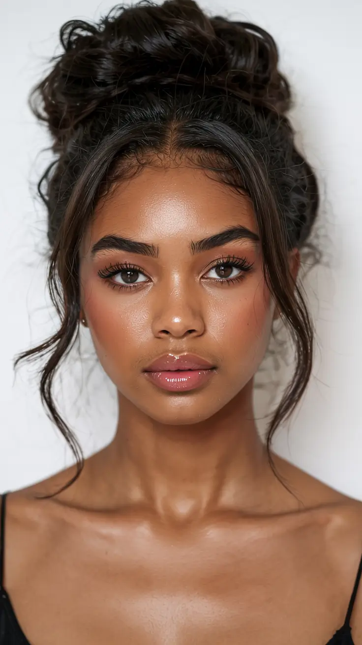 hairstyle for black women 2026 The Soft Girl Bun With a Flirtatious Frame