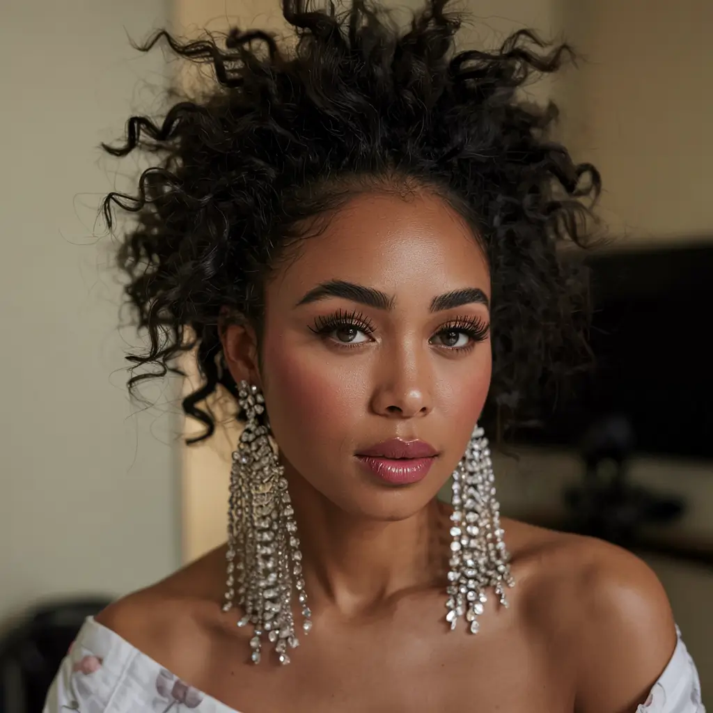 hairstyle for black women 2026 Corkscrew Curls With Runway Drama
