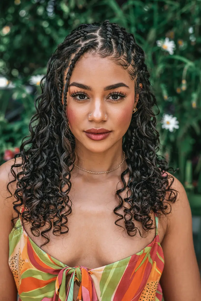 hairstyle for black women 2026 Defined Curls With Braided Contrast