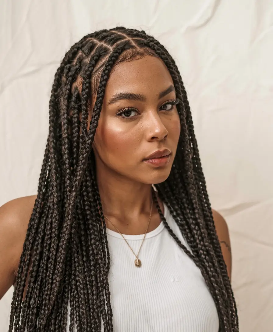 hairstyle for black women 2026 Box Braids That Mean Business (and Freedom)