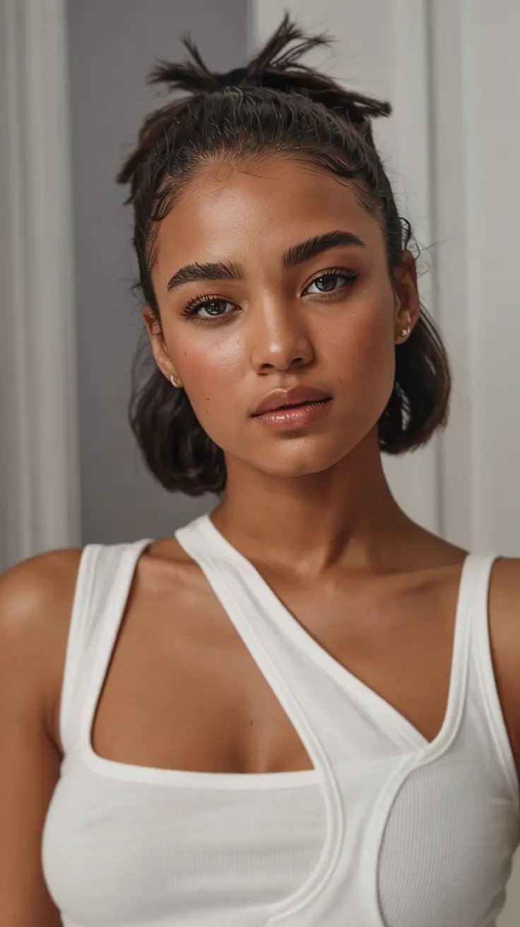 hairstyle for black women 2026 The Chic Half-Up Flip For Short Hair Girls