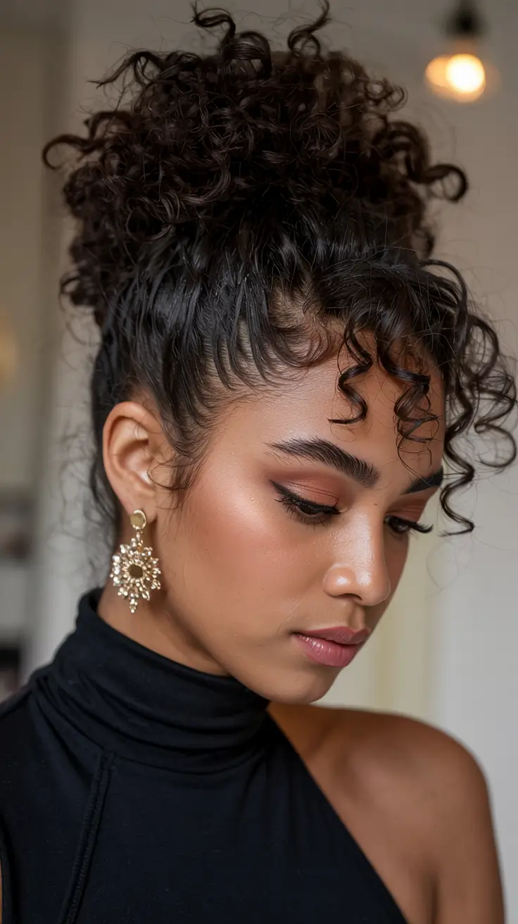 hairstyle for black women 2026 Curly Crown With Baby Bangs