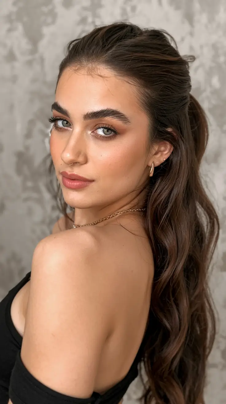 hairstyle for long hair 2026 Textured Half-Up With Soft Side Volume