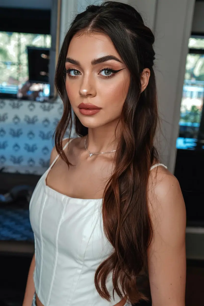 hairstyle for long hair 2026 Soft Side Pull-Back With Modern Volume