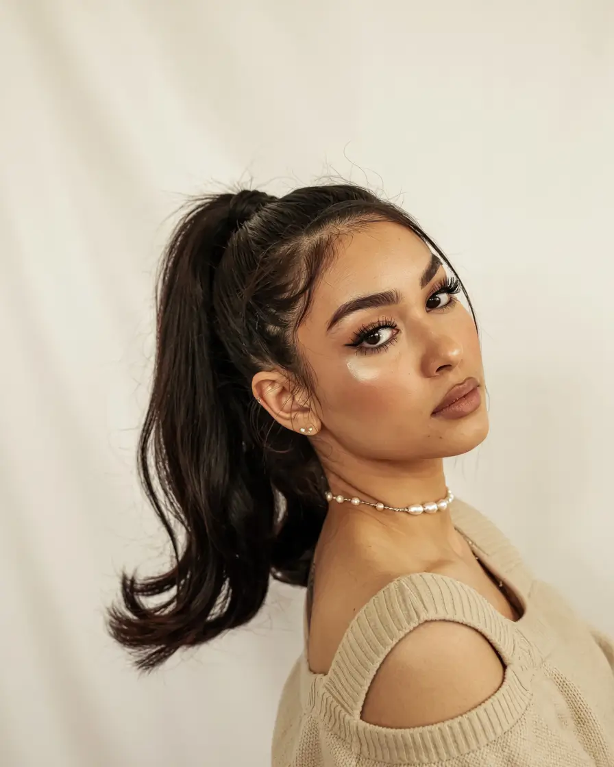 hairstyle for medium length hair 2026+High Pony with Curled Ends