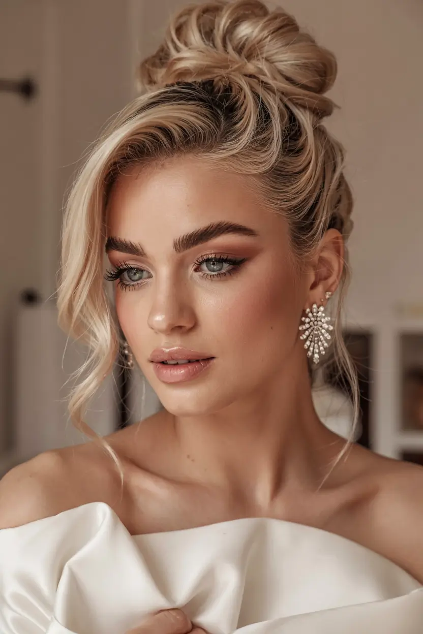 hairstyle for medium length hair 2026+Sculpted Top Knot with Romantic Twists
