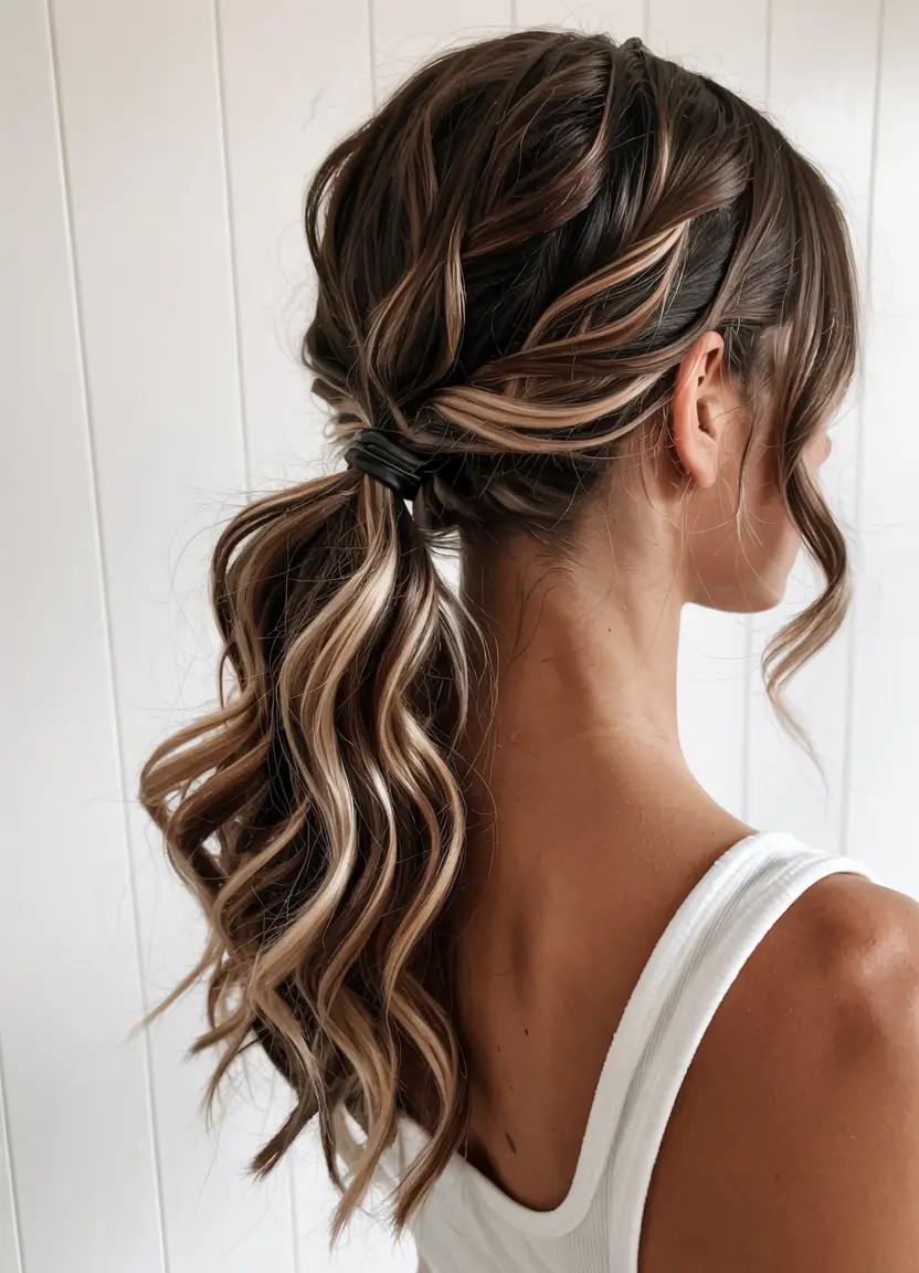 hairstyle for medium length hair 2026+Twisted Pony with Defined Highlights