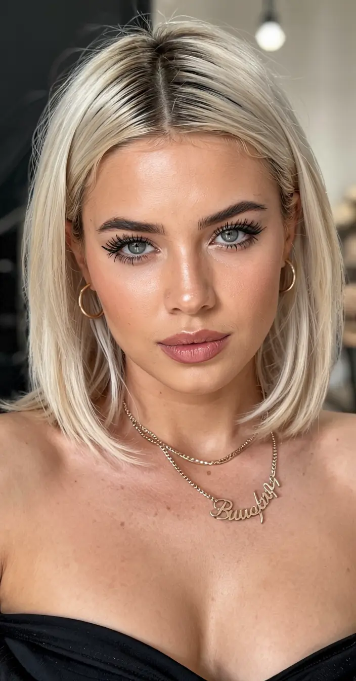 hairstyle for medium length hair 2026+Platinum Polish with a Power Part