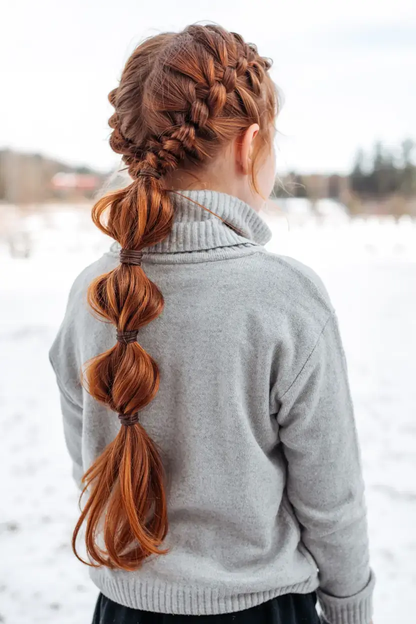 hairstyles ideas 2026+Bubble Ponytail with Braided Crown