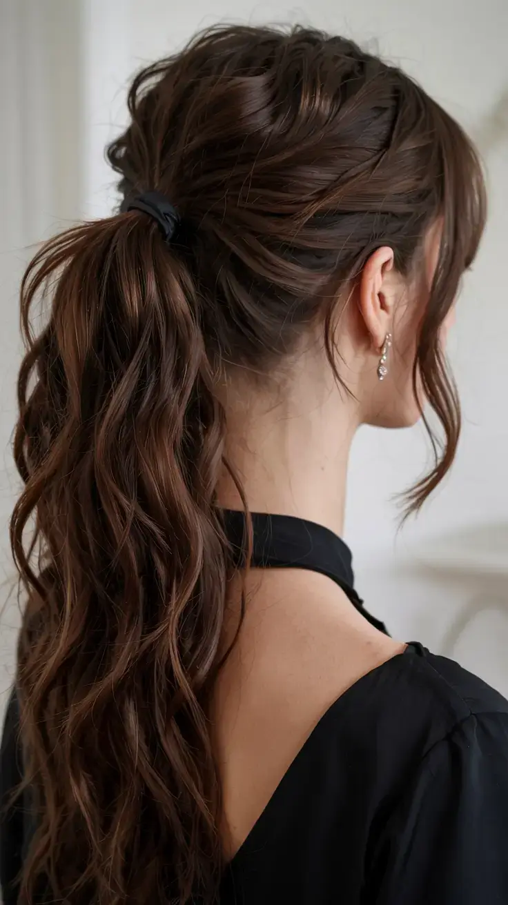 hairstyles ideas 2026+Softly Tousled Ponytail with Long Waves