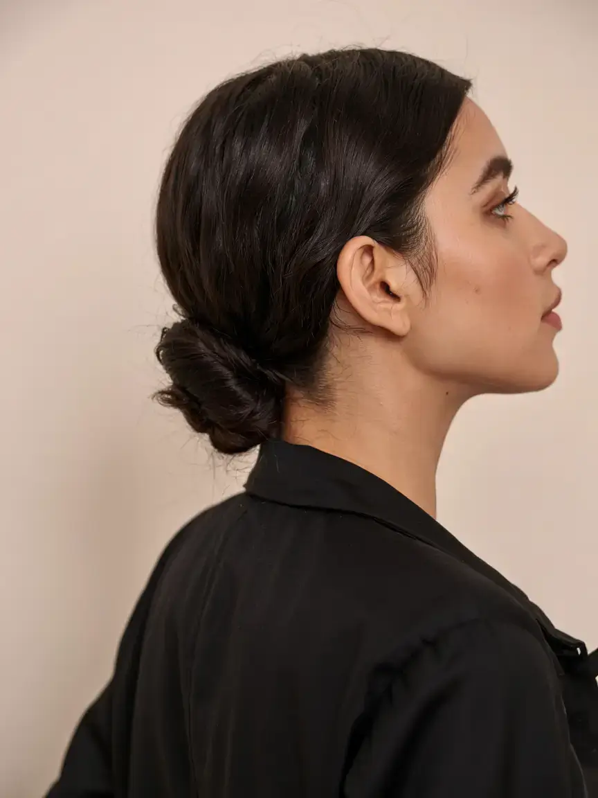 hairstyles ideas 2026+Minimalist Low Bun for Sleek Days
