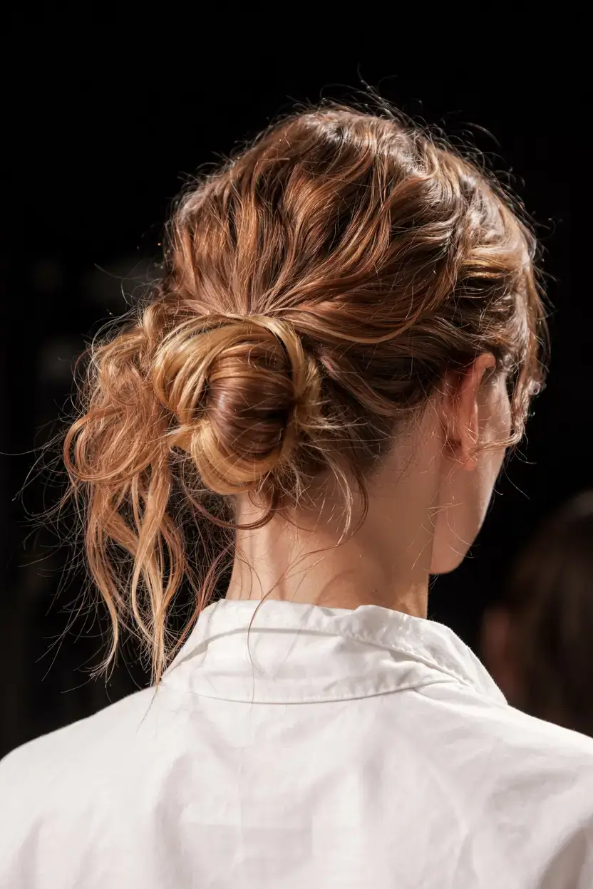 hairstyles ideas 2026+Undone Low Knot with Lived-In Texture
