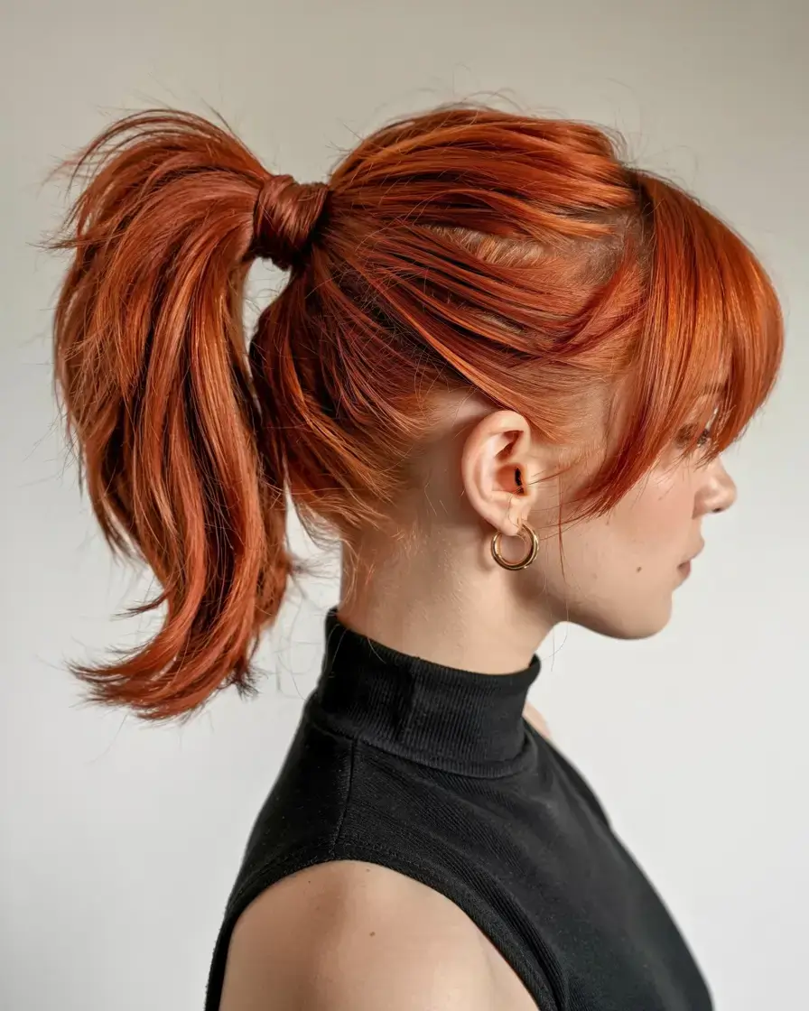 hairstyles ideas 2026+Power Pony with Bold Bangs