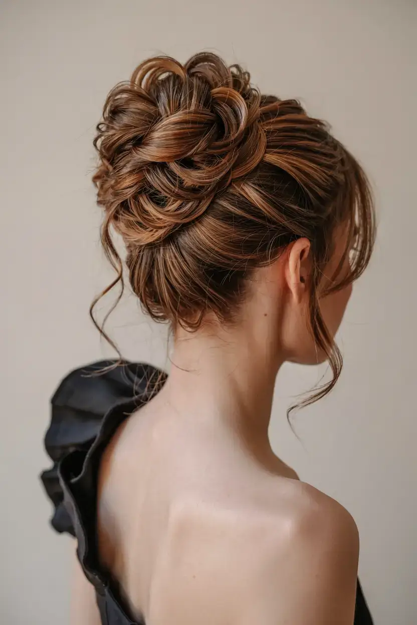 hairstyles ideas 2026+Textured High Bun with Volume and Air