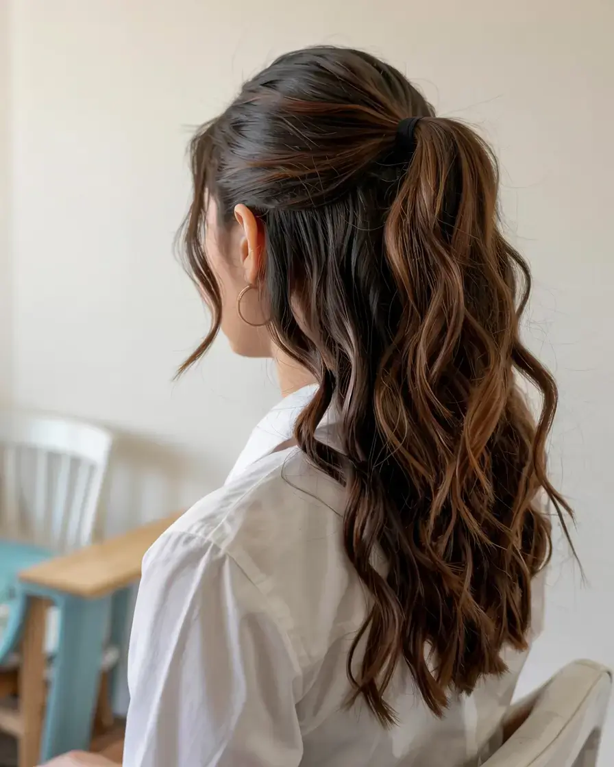 hairstyles ideas 2026+Half-Up Pony with Soft Crown Volume