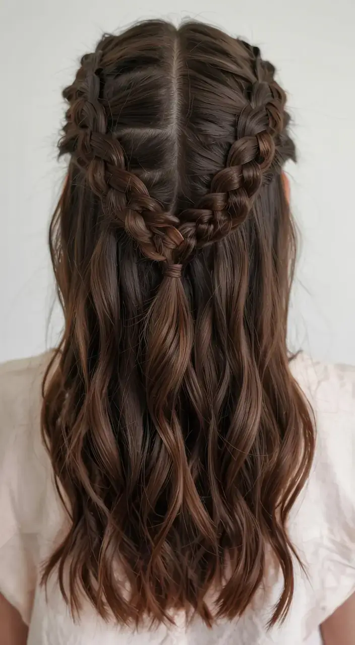 hairstyles ideas 2026+Half-Up Heart Braids