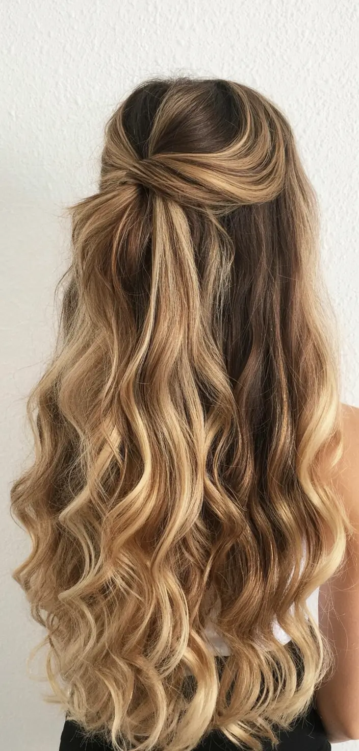 half up half down hairstyles ideas 2026 Blonde Bombshell with a Side Knot Twist