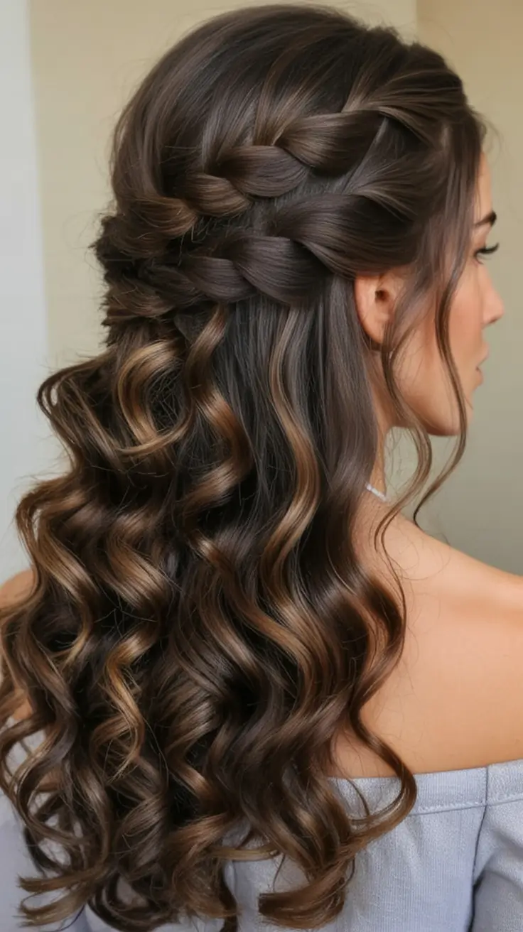 half up half down hairstyles ideas 2026 Romantic Twist Braids with Sculpted Curls