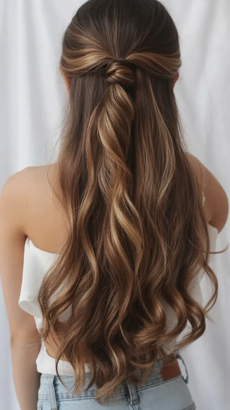 half up half down hairstyles ideas 2026 Layered Twist with Natural-Looking Texture