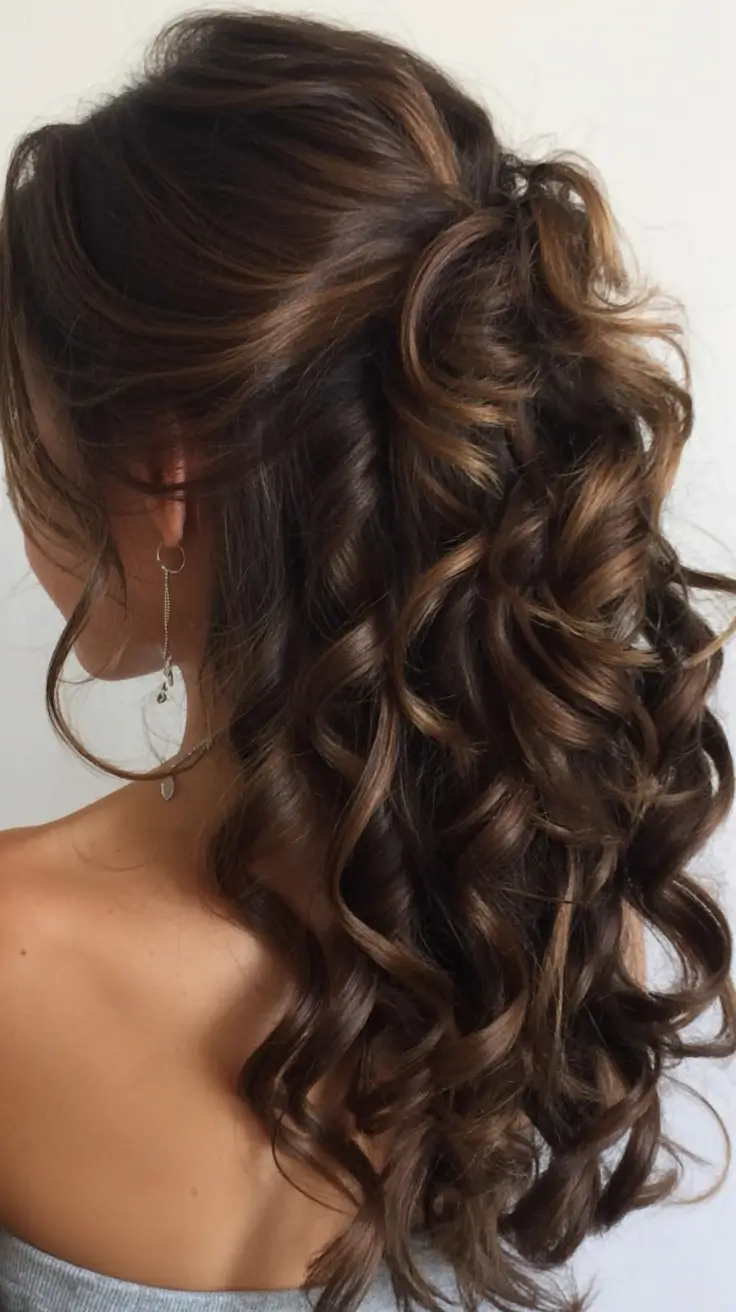 half up half down hairstyles ideas 2026 Coiled Perfection with a Whisper of Drama