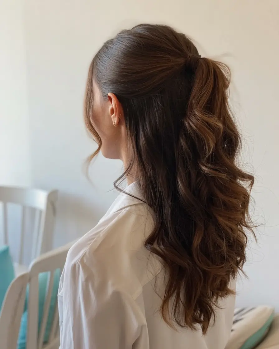 half up half down hairstyles ideas 2026 Polished Simplicity with Laid-Back Movement