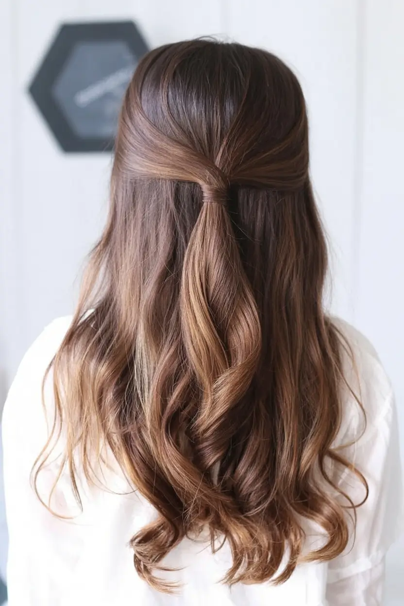 half up half down hairstyles ideas 2026 Minimalist Twist with Seamless Texture