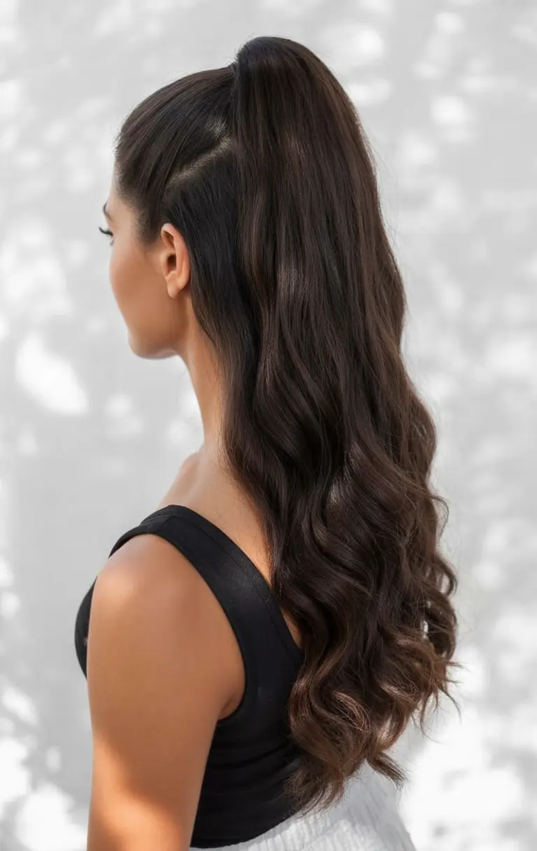 half up half down hairstyles ideas 2026 Sleek Crown with Glossy Flow