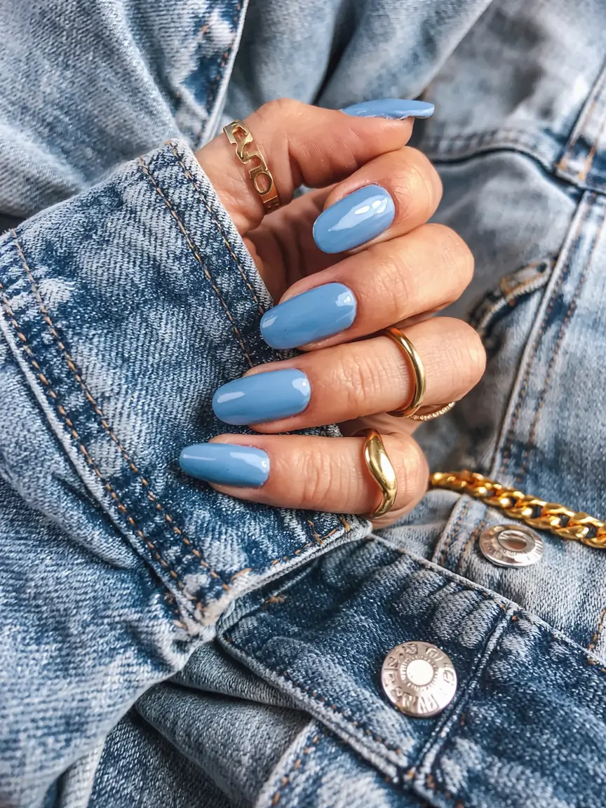 light blue nails 2026 Blue Jean Baby Vibes