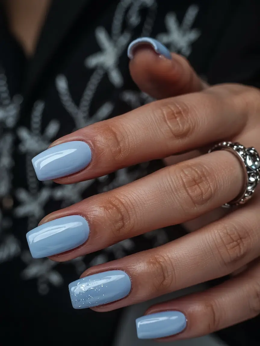 light blue nails 2026 Glazed Lilac-Blue Elegance