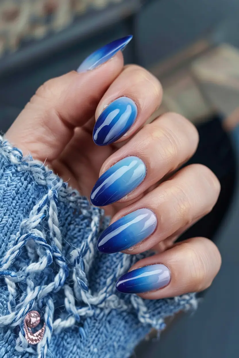 light blue nails 2026 Blue Flame Ombré
