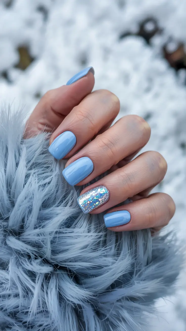 light blue nails 2026 Winter Frost & Glitter Pop