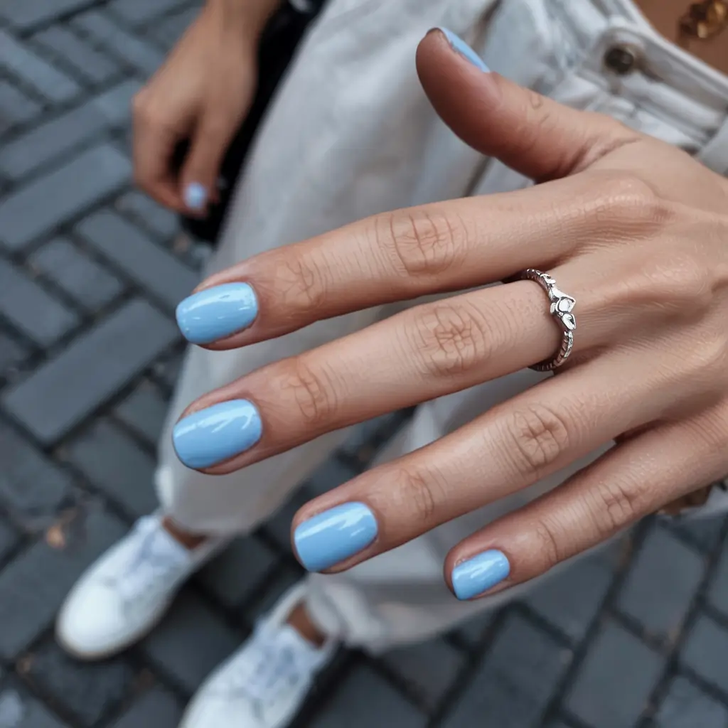 light blue nails 2026 Laidback Chic with a Hint of Street Style