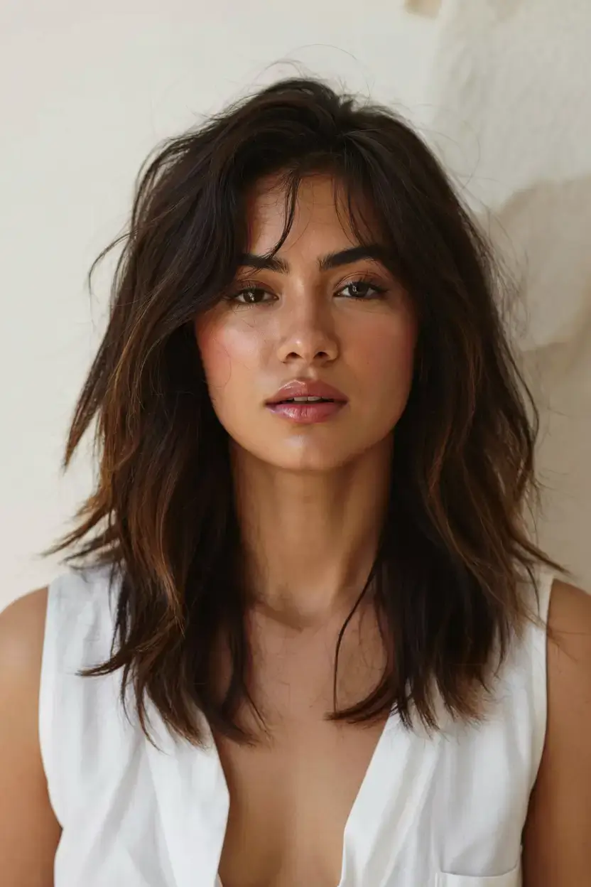 mid length haircut ideas 2026 Undone Volume with Lived-In Texture