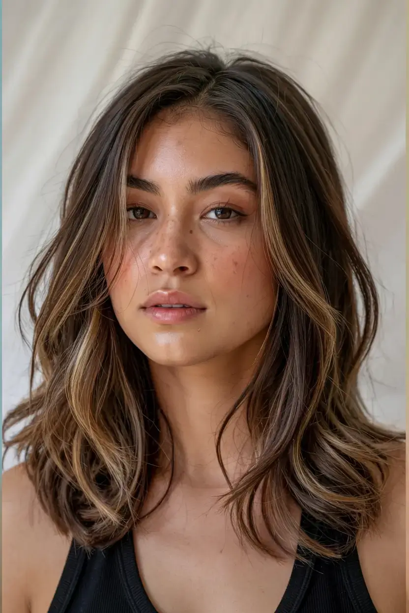 mid length haircut ideas 2026 Toffee Balayage with Soft Ridges