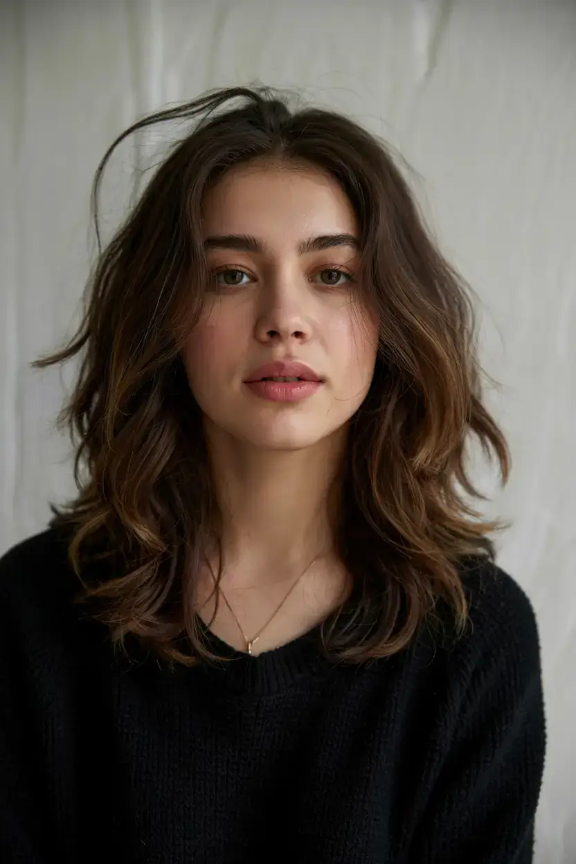 mid length haircut ideas 2026 Bedhead Waves with Defined Layers