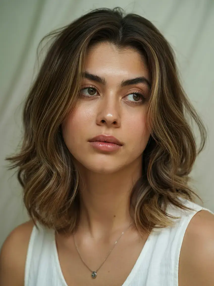 mid length haircut ideas 2026 Layered Bob with Sunlit Edges